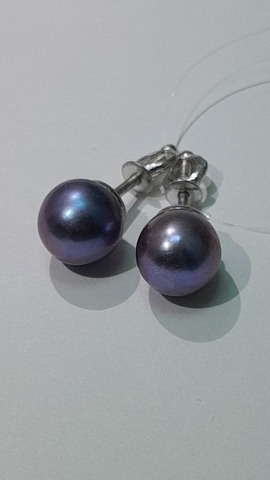 Жемчуг Ч (пусеты из серебра)