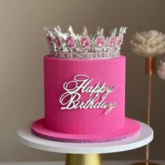 Декоративная корона на торт, серебро (Розовые камни)