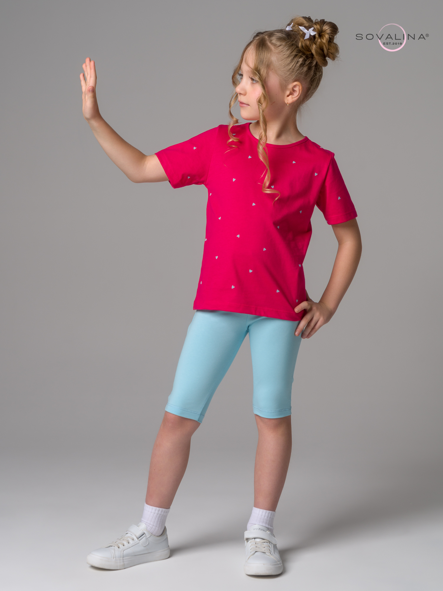 Костюм Актив сердечки малина-голубой