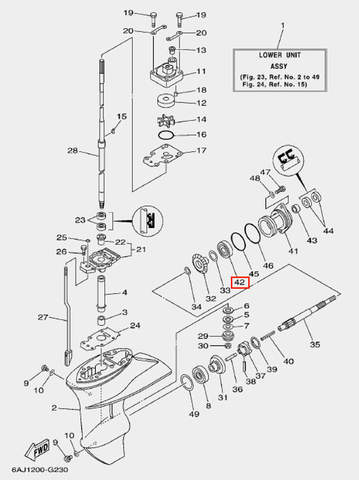 Подшипник шестерни задней передачи для лодочного мотора F20 Sea-PRO 6005