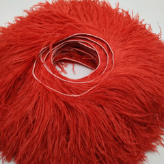 Премиум Тесьма  из перьев страуса на нитке в 2 слоя h 10-15 см., красный(10 метров)
