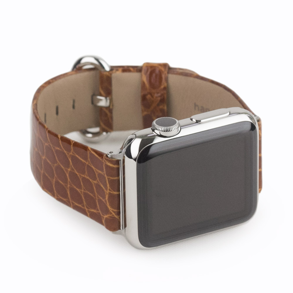 Ремешок для Apple Watch 42/44mm Classic из кожи аллигатора цвета карамель лак