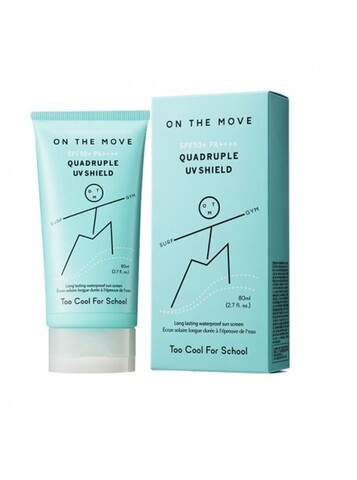 Солнцезащитный крем на стабильных химических фильтрах Too Cool For School On The Move Quadruple UV Shield SPF50+ PA++++ 80 мл