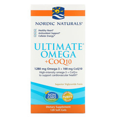 Nordic Naturals, Ultimate Omega + CoQ10, 1000 мг, 120 мягких желатиновых капсул