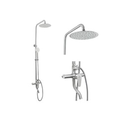 Смеситель СЛАВЕН СЛ-ОД-Ж60 серия Сталь для ванны, нержавеющая сталь, однорычажный, картридж 35мм, короткий излив, тропический душ, труба