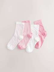 Носки хлопковые для девочки Next AU2-572, 4 шт., Белый, Розовый