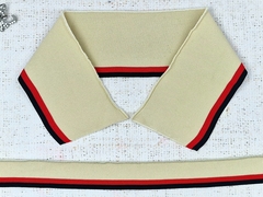 Комплект воротник ш. 7,5 см д. 43 см + подвяз ш. 2,5 см д. 88 см, бежевый с красным/чёрным