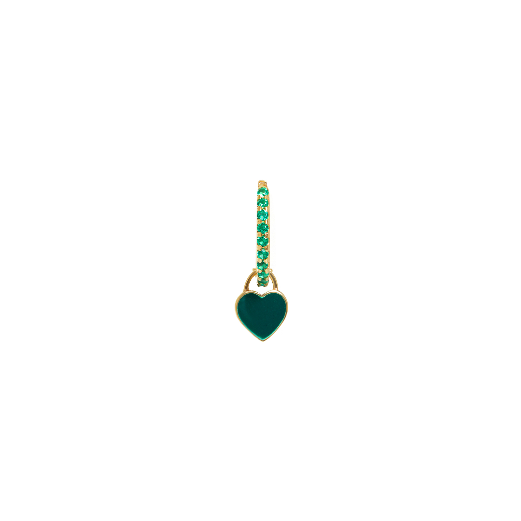 Моносерьга Gold Enamel Heart Earring – Emerald
