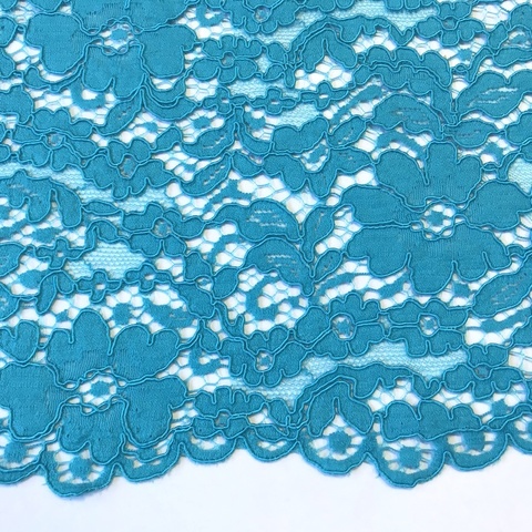 Ткань  кружево кордовое цвет бирюзовый 3308