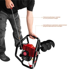 ЗУБР d 60 - 250 мм, 52 см3, 2 оператора, мотобур (бензобур) (МБ2-250)