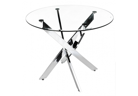 Стеклянный стол кухонный, обеденный, для гостиной Komo 1 100 100*100*73 Хромированный металл /Прозрачный