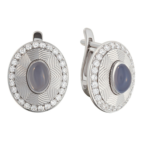 Серьги с Халцедоном и Бриллиантами, E0084-0/15