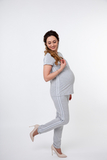 Спортивный костюм для беременных и кормящих 09687 серый-белый