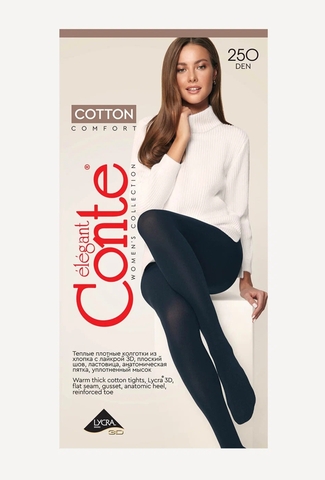 Колготки женские Cotton 250 Den, разм.6, Nero conte