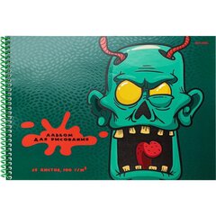 Альбом для рисования А4 48л. Проф-Пресс, спираль, целлюлозный картон, твин-лак, блок офсет, 100г/м2, 2 диза. в спайке "Крик монстра"