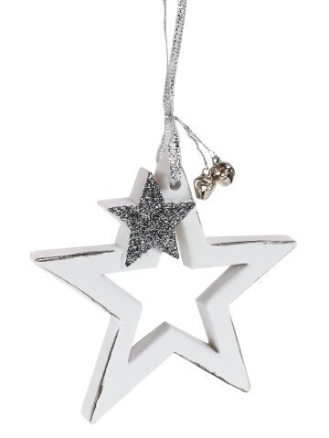 Подвесное украшение Стильная звезда, серебряная 8,8 см