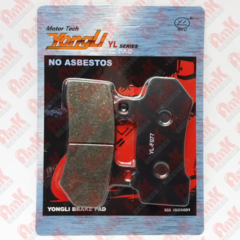 YL-F077 Тормозные колодки дисковые мото YONGLI Organic (FDB2210P)