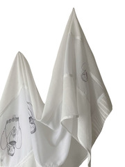 Палантин льняной, комбинированный с печатью 