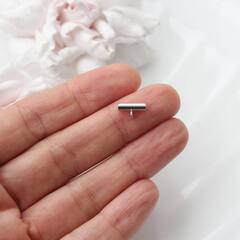 Трубочка с петелькой, спейсер, 10*3 мм, родий, П614