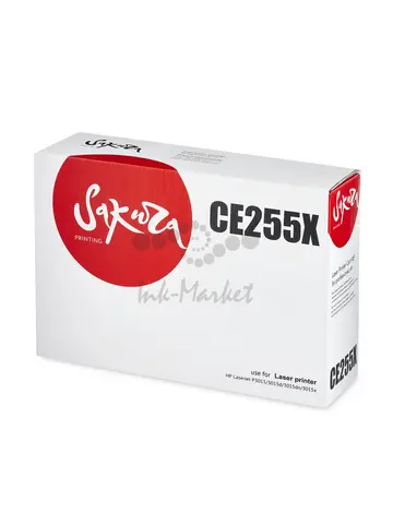 Картридж Sakura CE255X (55X) для HP, черный, 12500 к.