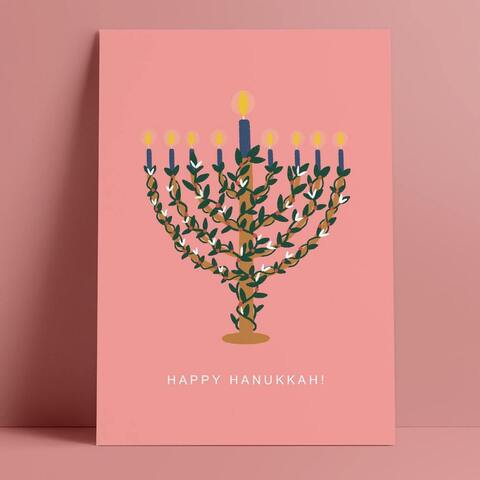 Открытка - Hanukkah - розовый
