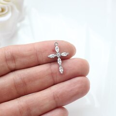 Подвеска Крестик с фианитами 22*14 мм, родий, П421