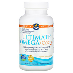Nordic Naturals, Ultimate Omega + CoQ10, 1000 мг, 120 мягких желатиновых капсул