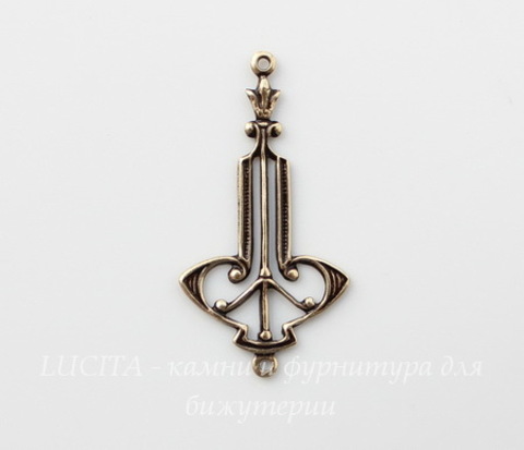 Винтажный декоративный элемент - коннектор Art Deco (1-1) 29х15 мм (оксид латуни)