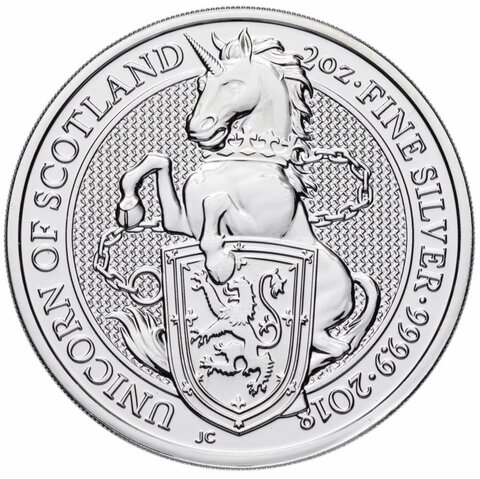 5 фунтов. Звери Королевы — Единорог Шотландии. Великобритания. 2018 год