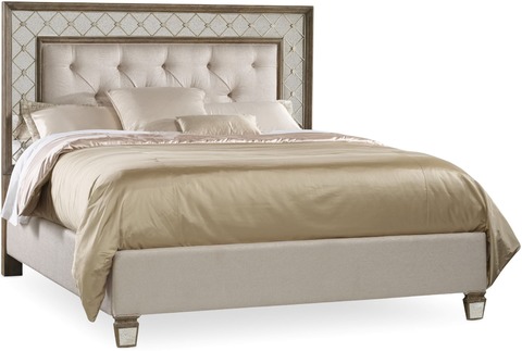 Hooker Furniture Bedroom Sanctuary King Mirrored Upholstered Bed