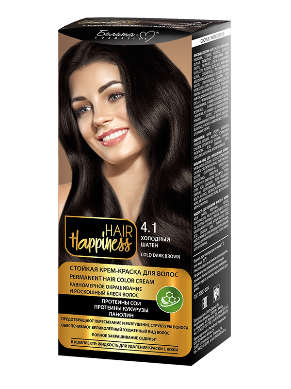 Белита М Hair Happiness Крем-краска для волос аммиачная 4.1 холодный шатен