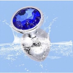 Анальная пробка Alive Anal Pleasure металл, с синим кристаллом S: 7х2,8 см