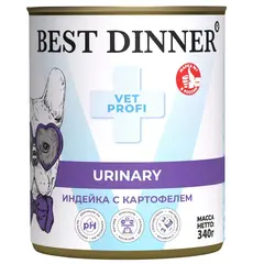 Best Dinner Urinary консервы для собак (индейка с картофелем) 340 гр