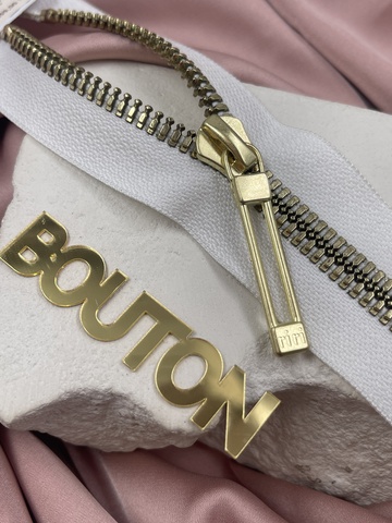 Молния металл золото, слайдер STAB, 6 мм, цвет белый 2101