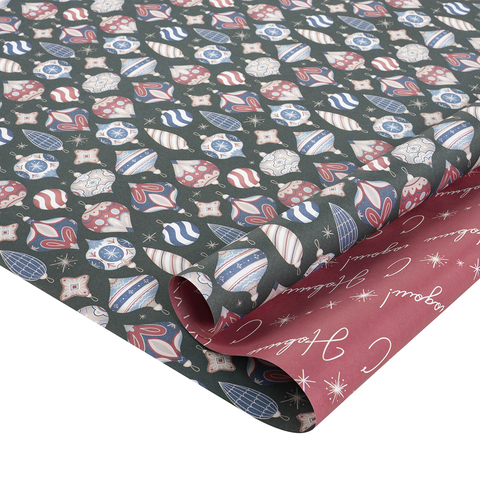 Упаковочная бумага, Новогодние шары, 2 ст, 80 г, 0,7*1 м, 5 листов