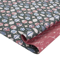 Упаковочная бумага, Новогодние шары, 2 ст, 80 г, 0,7*1 м, 5 листов