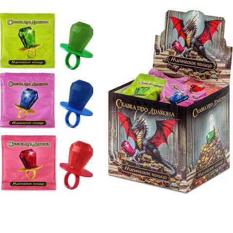 Карамель фигурная Сказка про дракона со вкусом яблоко, ягода, клубника 1кор*12бл*30шт, 10гр