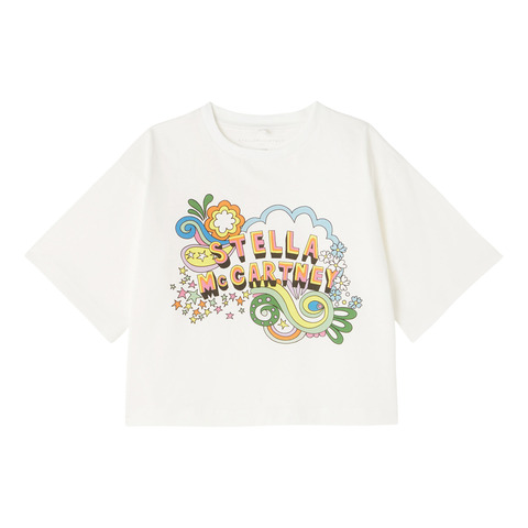 Футболка Stella McCartney Kids Crop Logo White