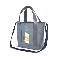 Сумка-шоппер (тоут) с ремнем через плечо и карманом для напитков "NEKOZAWAsan", серый, 23-6536-2, KUSUGURU