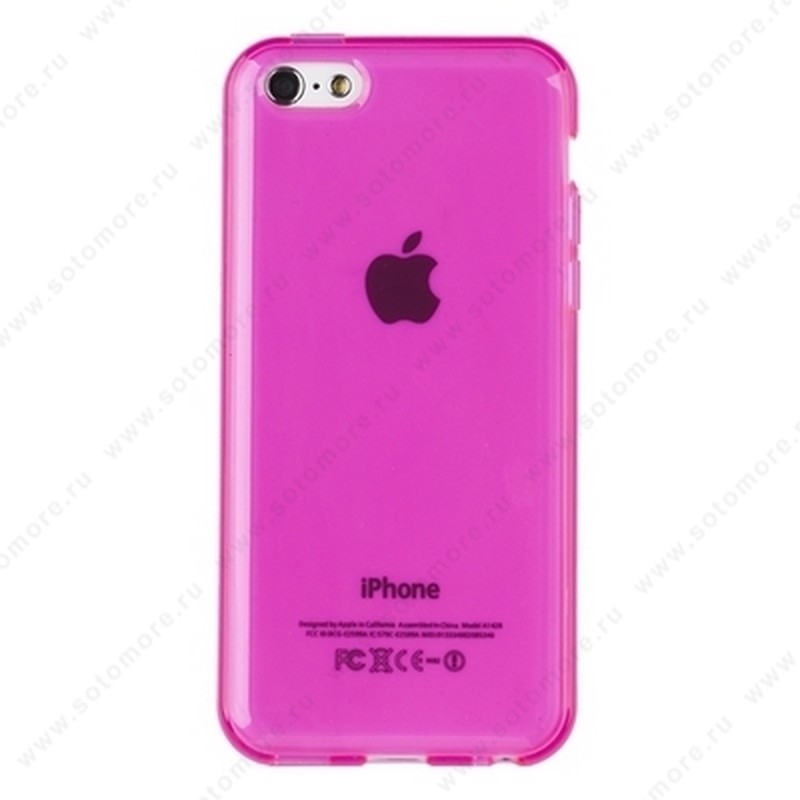 Накладка силиконовый TPU для Apple iPhone 5C глянцевый прозрачный розовый