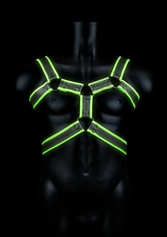 Стильная портупея Body Harness с неоновым эффектом - размер L-XL - Shots Media BV Ouch! OU760GLOLXL