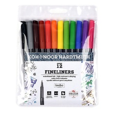 Набор линеров KOH-I-NOOR FINELINERS 7021, 0,3мм, 12цв, ПВХ с подвесом