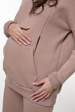 Утепленный спортивный костюм для беременных и кормящих 13125 бежевый