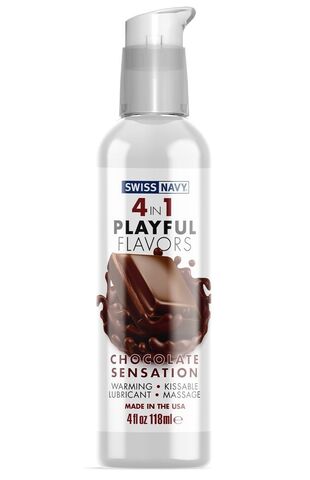 Массажный гель 4-в-1 Chocolate Sensation с ароматом шоколада - 118 мл. - Swiss navy 4-in-1 Playful Flavors SN4N1FCS4