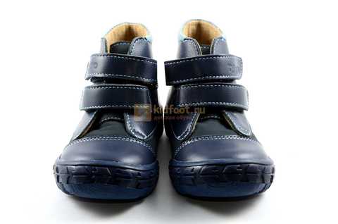 Ботинки Тотто из натуральной кожи демисезонные на байке для мальчиков, цвет темно-синий. Изображение 5 из 11.