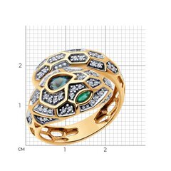 716362  - Кольцо крупное ЗМЕЯ  из золота с топазам, агатами и фианитами