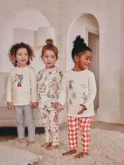 Пижама для девочки Next AC0-791, 3 шт., Молочный, Красный, Серый