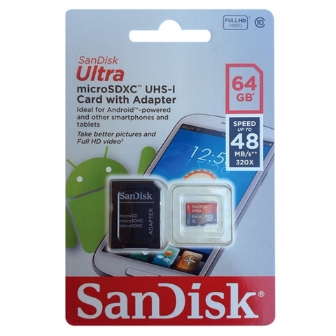 Карта памяти SanDisk microSDHC 64Gb UHS-I Ultra Class10 (48MB)