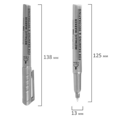 Маркер для декорирования и рисования BRAUBERG ART METALLIC, серебристый, линия 1-3мм