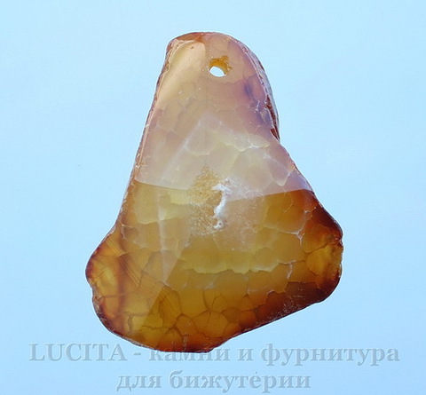 Подвеска Агат "Крэкл" (тониров) (цвет - песочно-коричневый) 49х40х15,5 мм №11